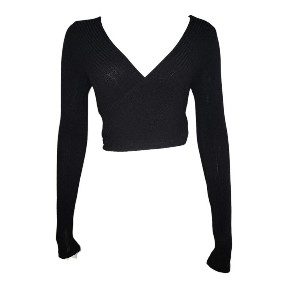 Abercrombie & Fitch Top Womens Size XS Black Ribbed Crop Long Sleeve Minimalist